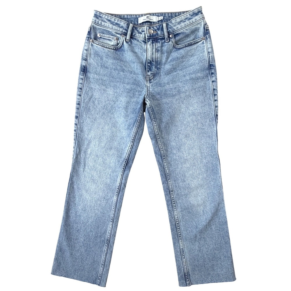 Vineyard Vines Audrey Jeans Womens 25 Light Wash Blue Raw Hem Mid Rise Crop